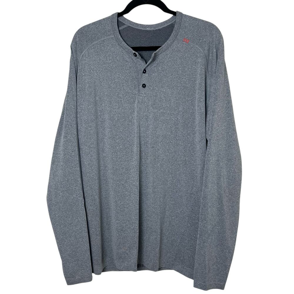 Lululemon Metal Vent Tech Long Sleeve Henley Athletic Shirt Size XXL Gray